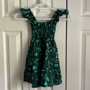 Hill house child nap dress in emerald botanical